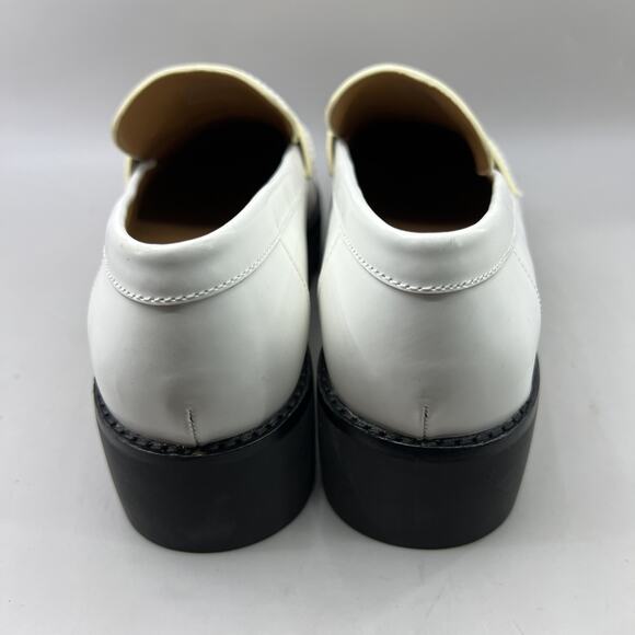 Tory Burch Mini Everly Chunky Loafers Women Size 8 M White Leather Platform NEW - Picture 4 of 8